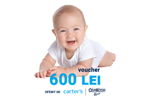 Un voucher în valoare de 600 RON pentru cumpărături pe website-ul www.cartersoshkosh.ro