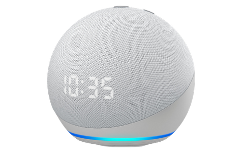 Boxă inteligentă cu ceas Amazon Echo Dot 4, Control Voce Alexa, Wi-Fi, Bluetooth, Alb